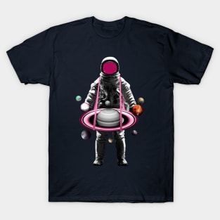 Astronaut Holding Planets T-Shirt